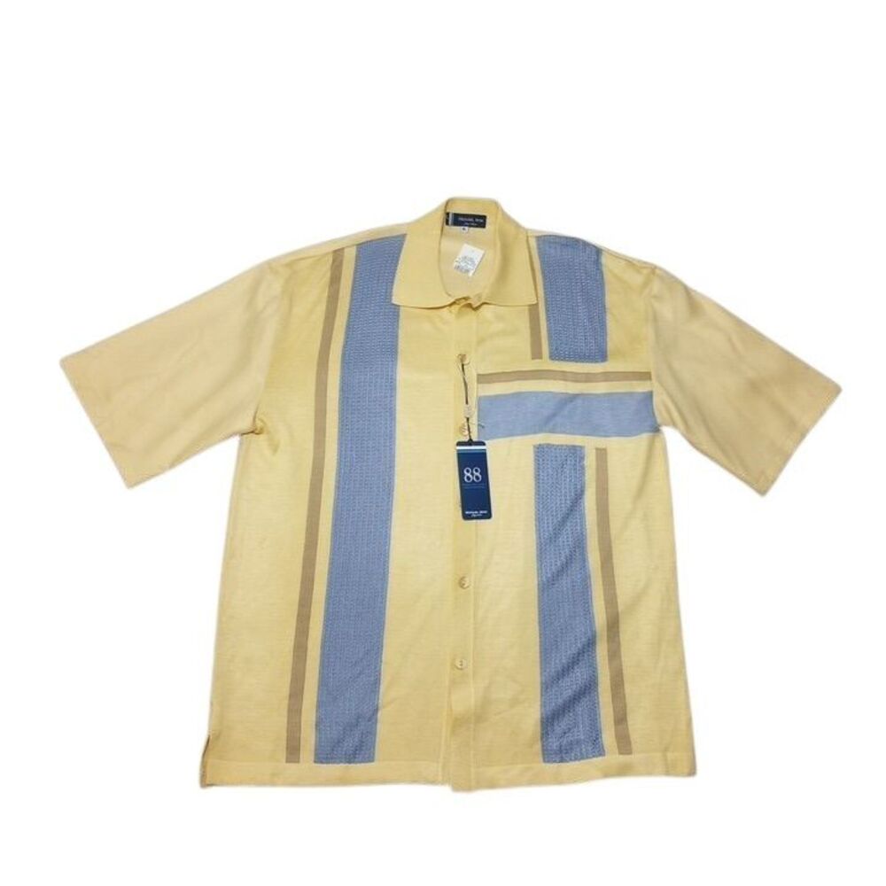 Michael Irvin Men's XL Shirt NEW WITH TAGS Yellow‎ Button Up Short Sleeve